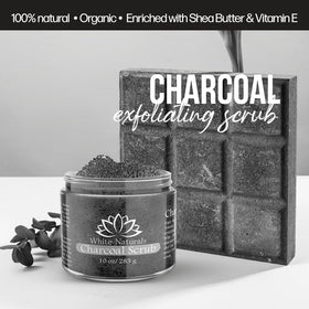 White Naturals scrub on bathroom shelf in lifestyle scene promoting spa-like routine