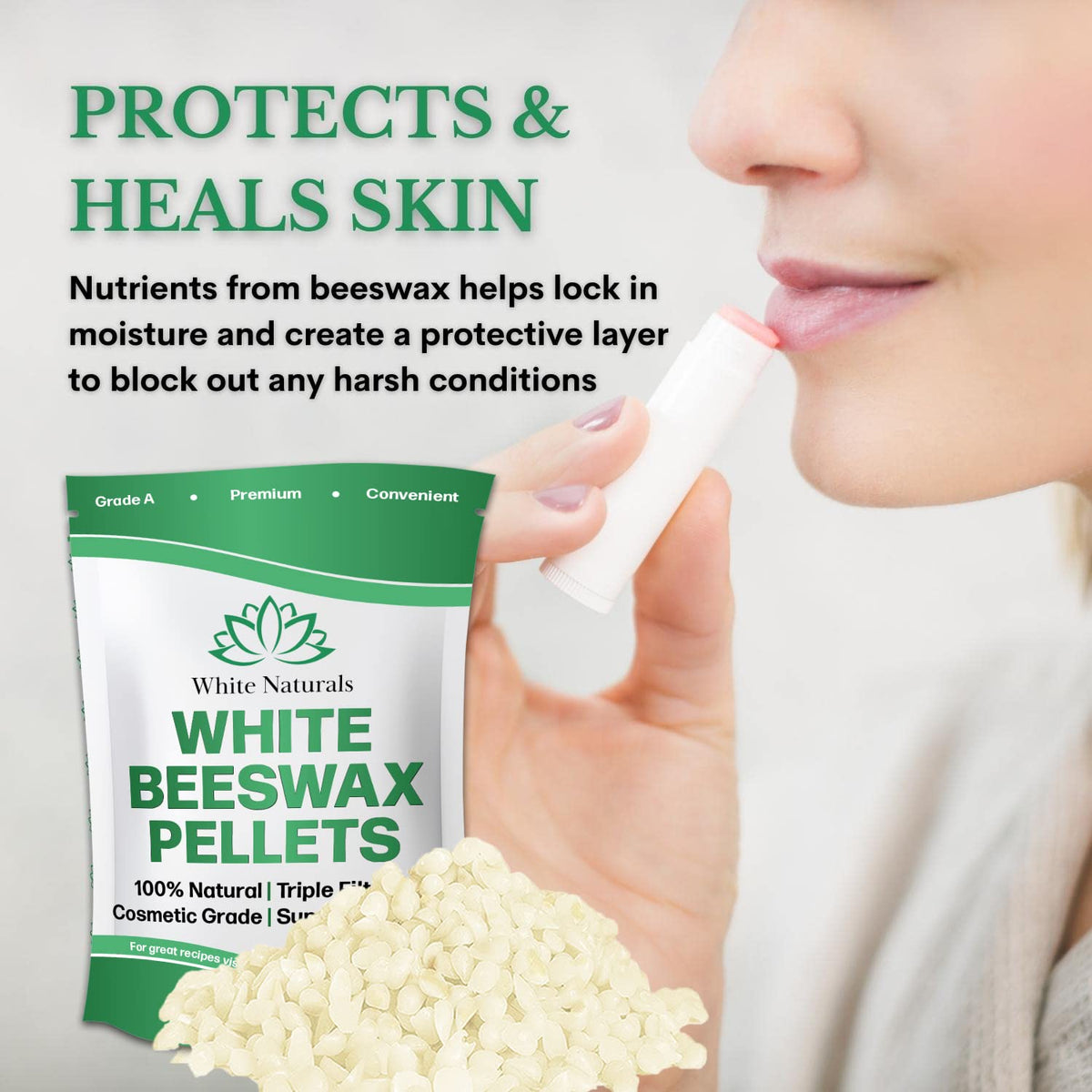 White Naturals pellets melting in a double boiler for safe, even heat and clean blending