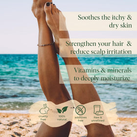 White Naturals hand applying shea butter to skin demonstrating deep hydration benefit