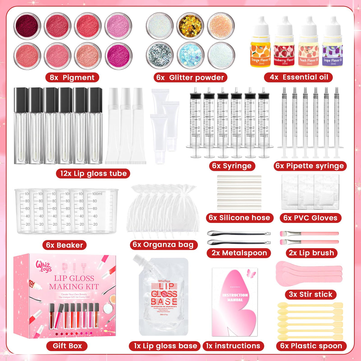 WhizToys clear lip gloss base in a beaker for smooth texture
