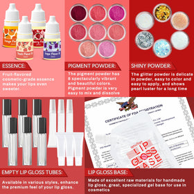 WhizToys finished lip glosses displayed to show glossy results