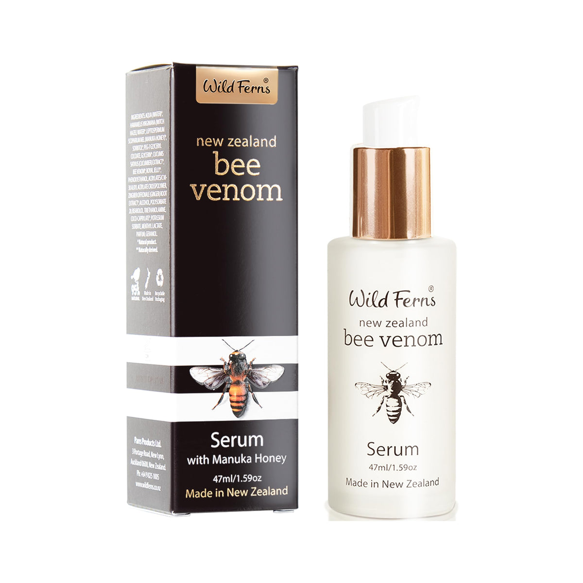 Wild Ferns serum on bathroom counter in daily skincare setting