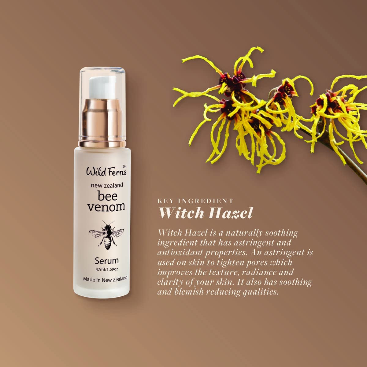 Wild Ferns serum applied on hand demonstrating smooth absorption