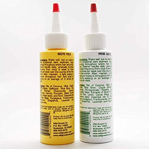 Wild Growth bottle texture closeup highlighting label and leave-in formula glide