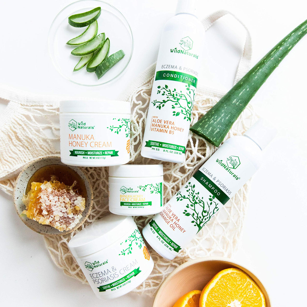 Wild Naturals placed on bathroom shelf illustrating everyday routine use