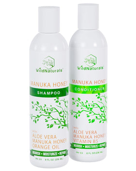 Wild Naturals front packaging showing the manuka honey set and benefits
