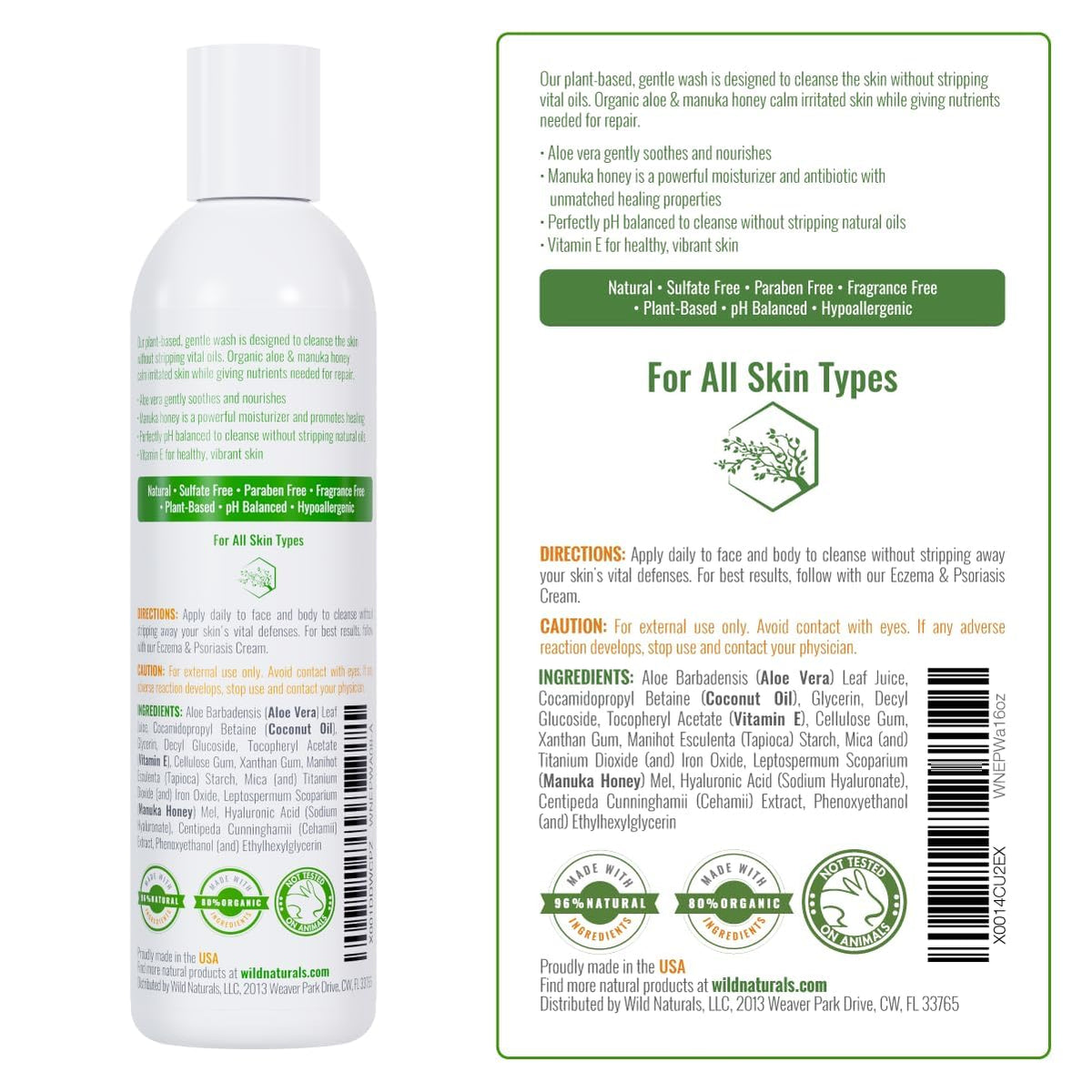 Wild Naturals label close-up displaying clean ingredient list