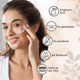 Wild Naturals cream being smoothed on a hand to demonstrate quick absorption and soothing