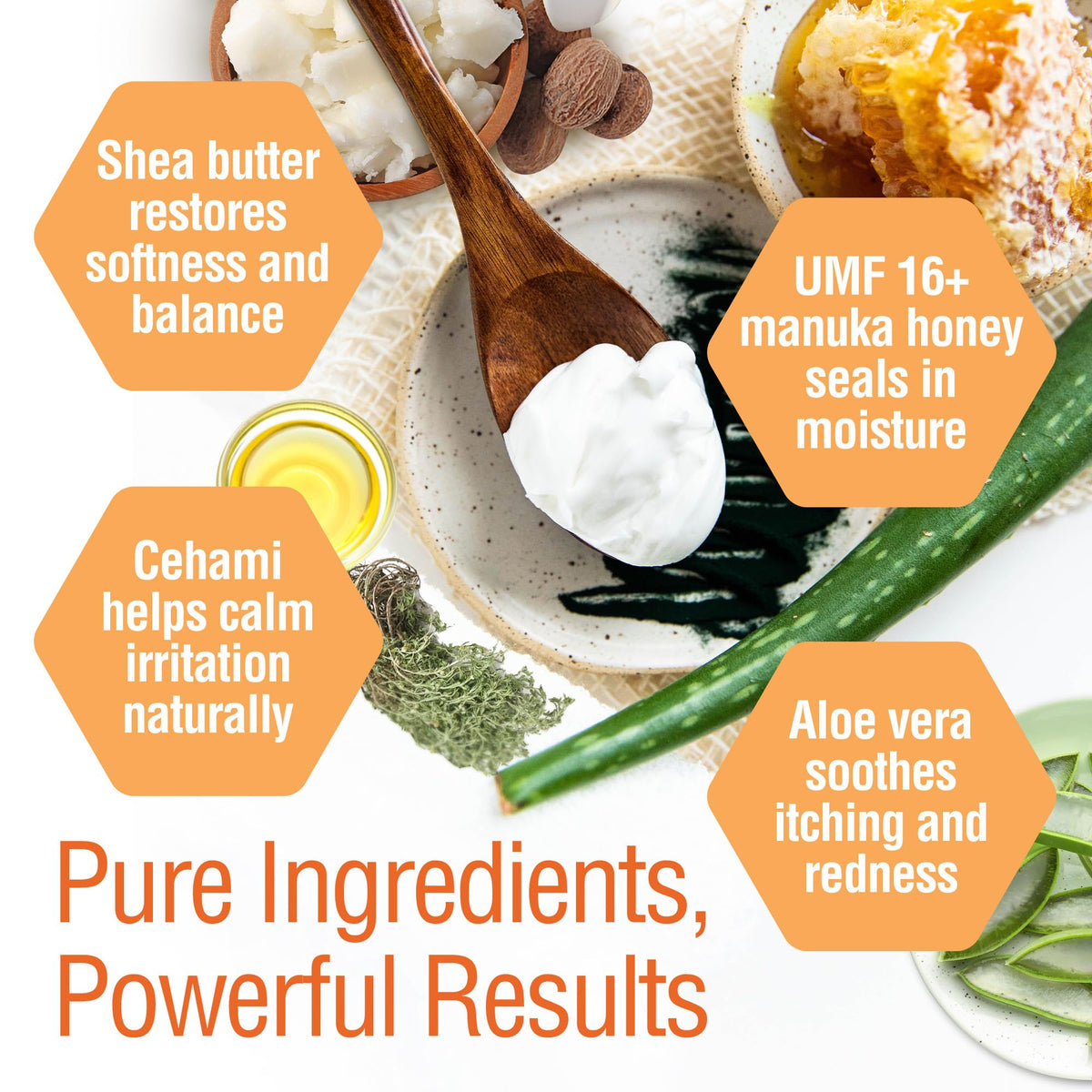 Wild Naturals Manuka honey and honeycomb ingredient focus for nourishment