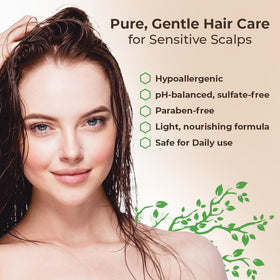 Wild Naturals pump dispensing light foam to gently cleanse scalp