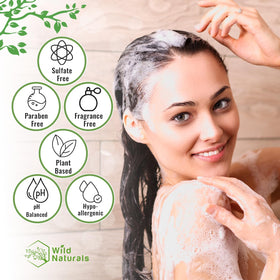 Wild Naturals foam lather texture demonstrating gentle cleansing and hydration
