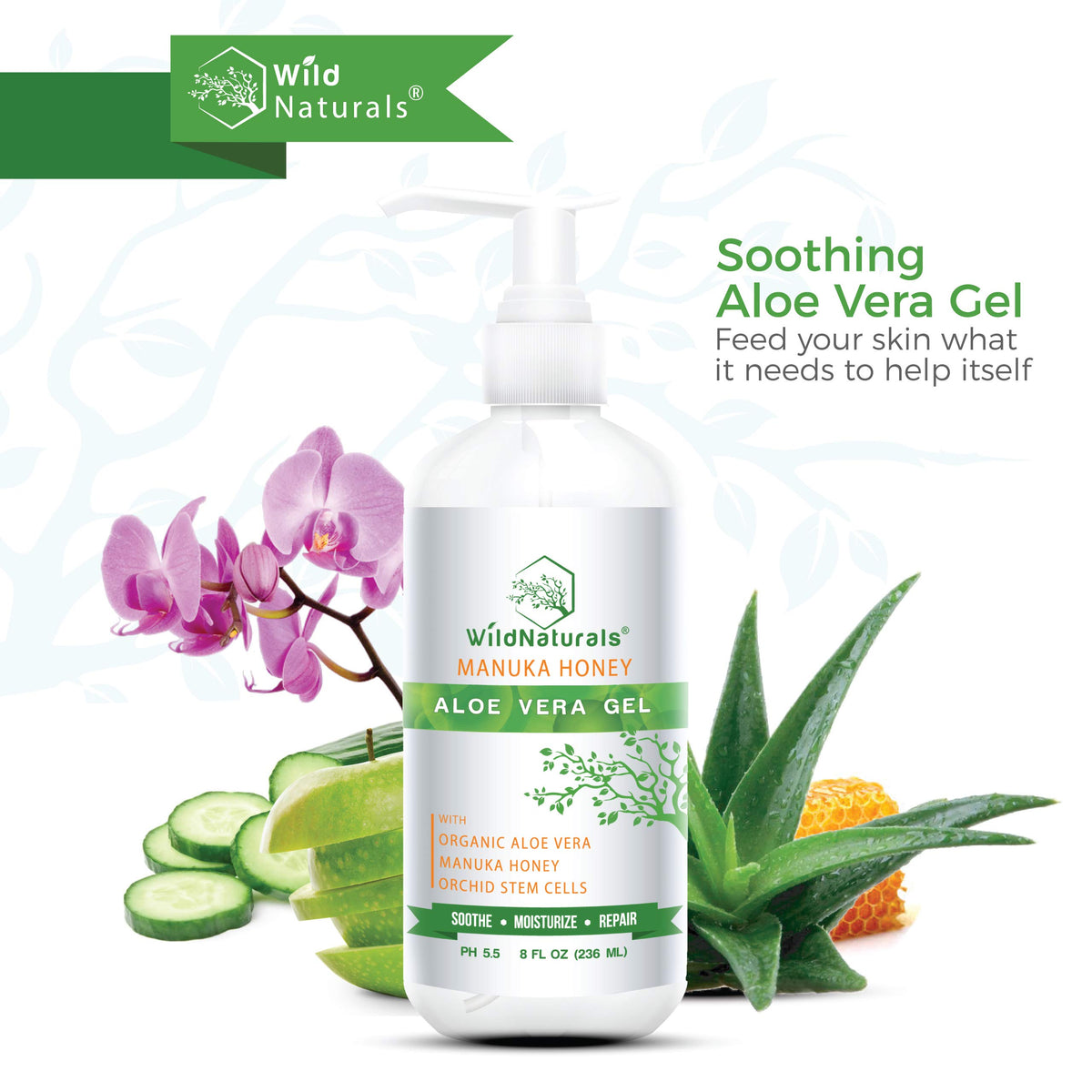 Wild Naturals gel texture close-up emphasizing cooling hydration