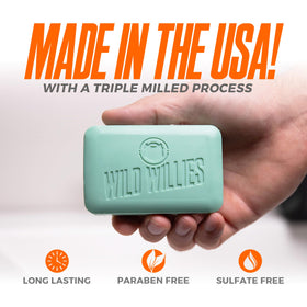 Wild Willies ingredient label with shea butter displaying moisturizing benefit