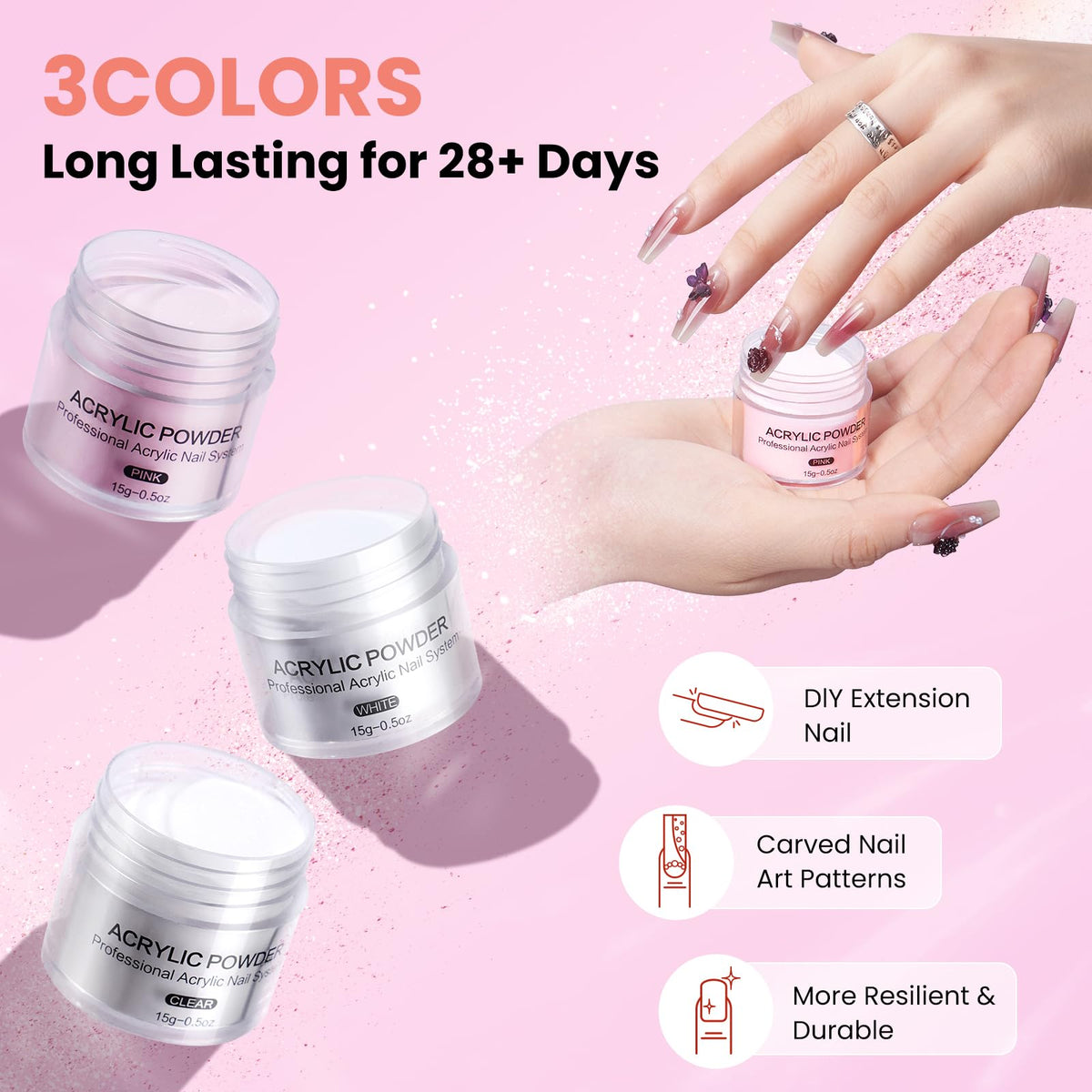 Wilfniee twelve glitter pots and rose-pink gift bag for decorative nail accents