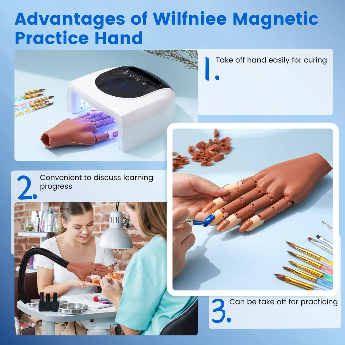 Wilfniee layout of 200 nail tips demonstrating variety and value