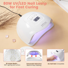 Wilfniee 80W lamp curing a nail showing fast, even curing benefit