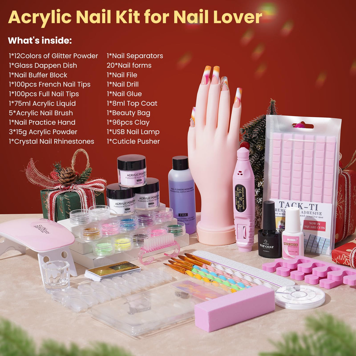 Wilfniee acrylic powders and 75ml liquid close-up highlighting smooth texture and adhesion