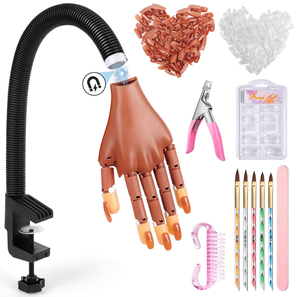 Wilfniee front view of practice hand packaging showcasing kit contents and benefits