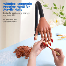 Wilfniee practice hand under LED lamp illustrating cure-ready setup