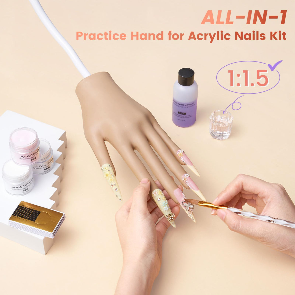 Wilfniee hand in use with brush and acrylic demonstrating realistic sculpting practice
