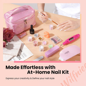 wilfniee lifestyle salon-at-home scene showing kit use for salon-quality nails