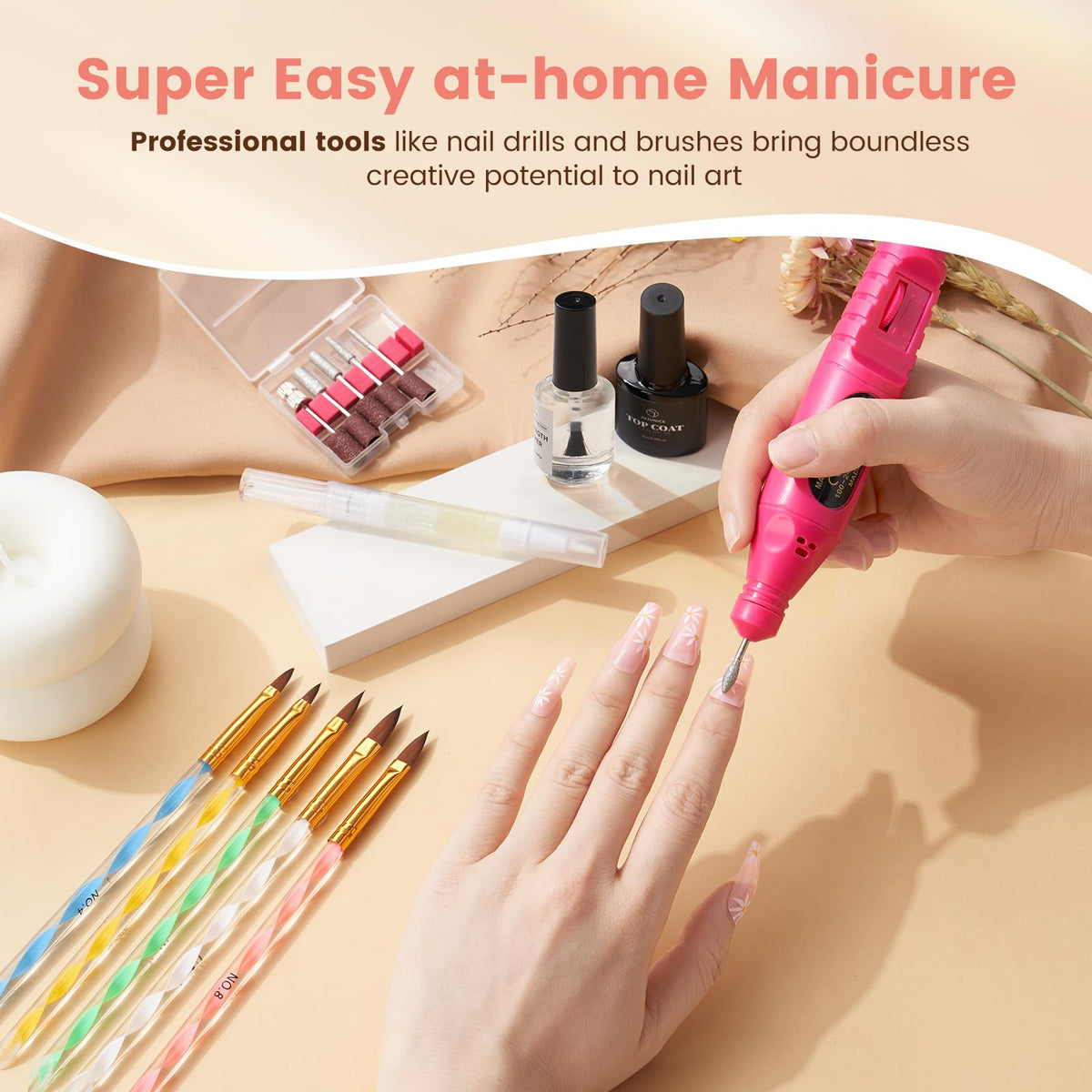 Wilfniee nail drill with bits detail showing precise shaping and efficient filing