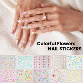 wilfniee nail tips and stickers laid out showing options for practice and decoration