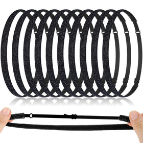 WILLBOND front view of 10-pack black glitter headbands, stylish set