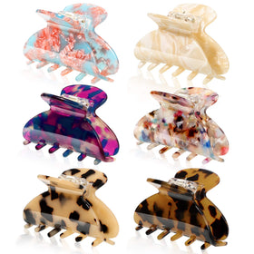 WILLBOND front view of six mixed-pattern tortoise shell clips for versatile styling