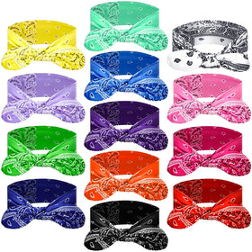 WILLBOND front view of 13 colorful bandana headbands shows variety and convenience
