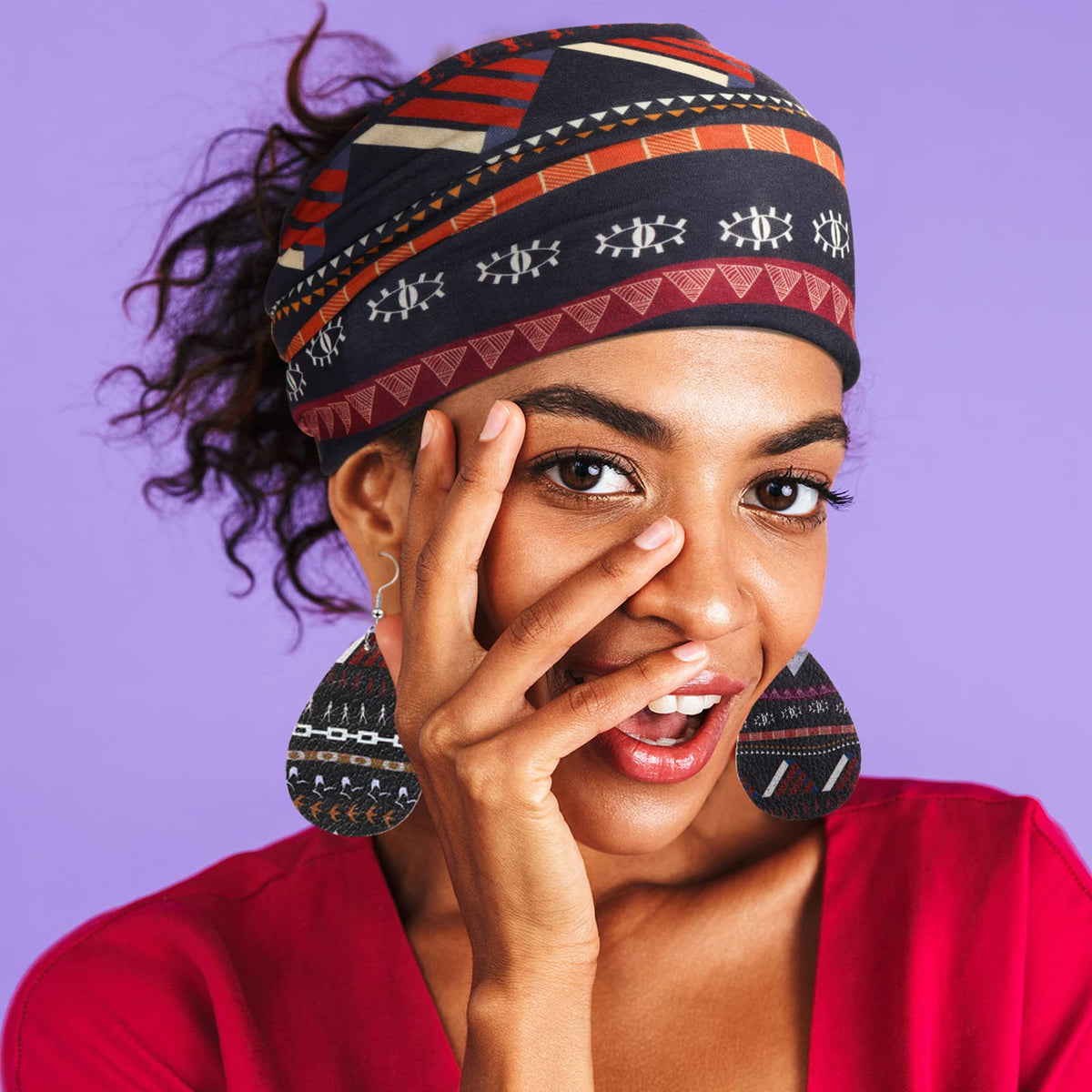 WILLBOND headband double-sided print detail showing vibrant reversible patterns