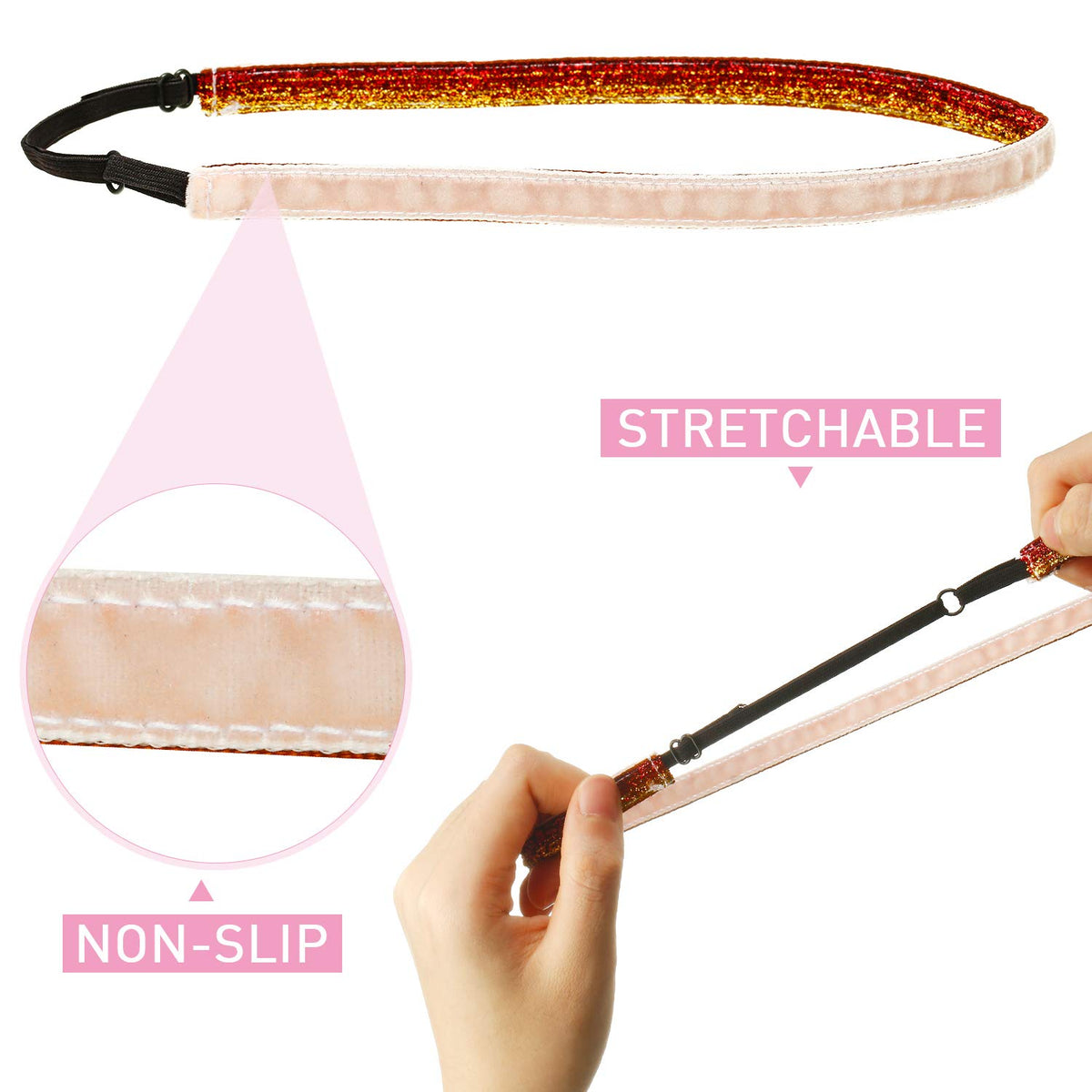 WILLBOND headband beside a ruler showing 48 cm length and narrow 1 cm width for scale