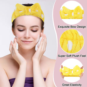 WILLBOND model wearing headband during face wash for hair control
