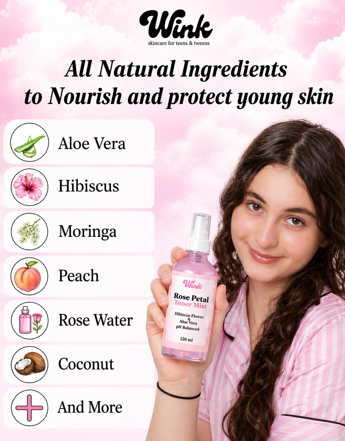 WINK SKINCARE FOR TEENS face fruit serum dropper releasing lightweight serum for hydration
