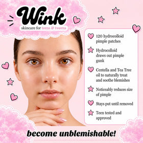 WINK patch applied on cheek protecting blemish and reducing redness