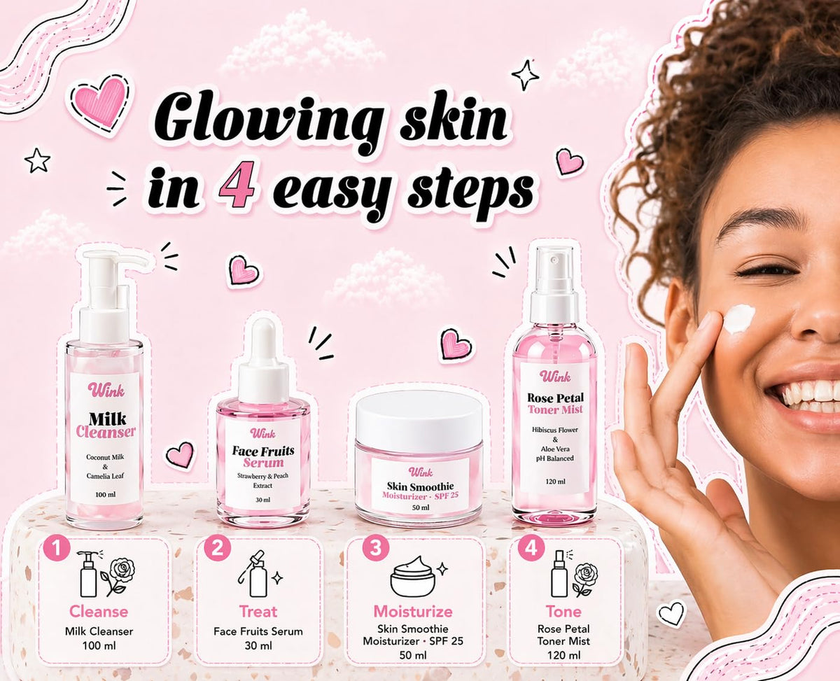 WINK SKINCARE FOR TEENS SPF moisturizer tube with cream on fingertip for daily protection