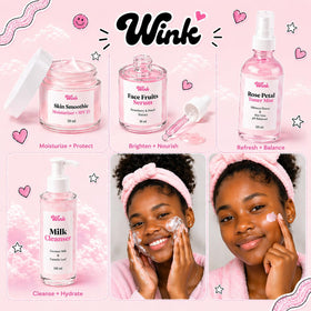 WINK SKINCARE FOR TEENS cleanser texture on palm demonstrating creamy, non-drying lather