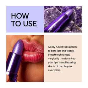 Winky Lux amethyst on lips model displaying color change and smooth hydrated appearance