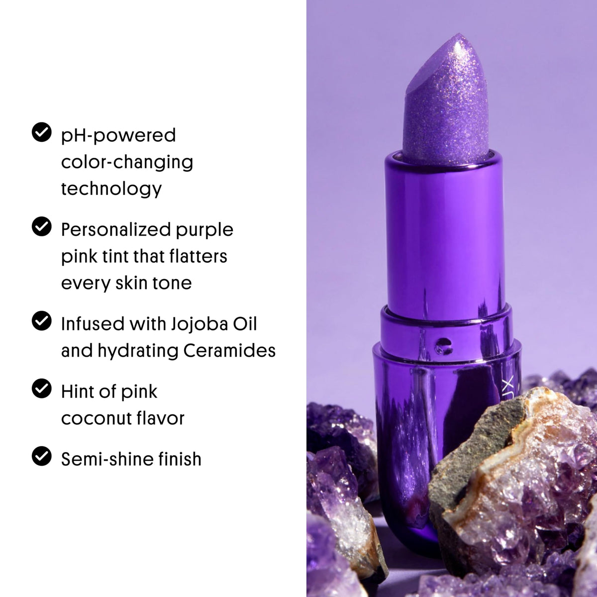 Winky Lux amethyst size comparison next to everyday items for portability and travel ease