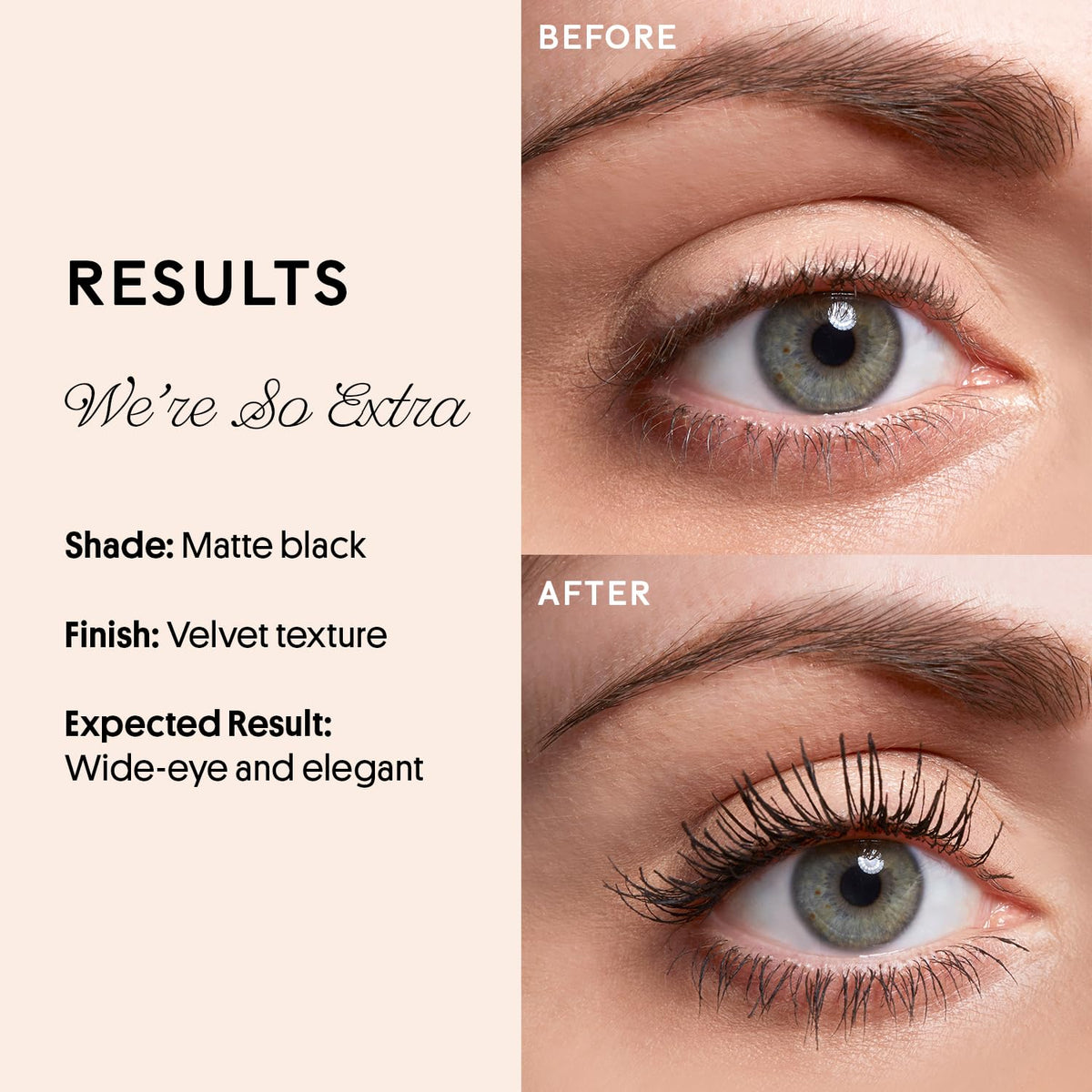 Winky Lux model applying mascara for a defined, matte eye look
