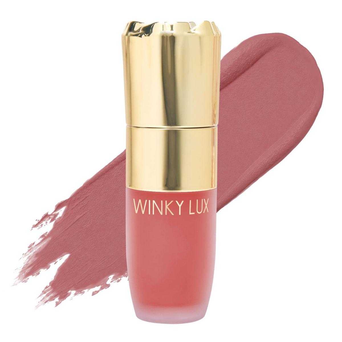 Winky Lux front packaging showing dusty rose tube and brand name, attractive shelf appeal