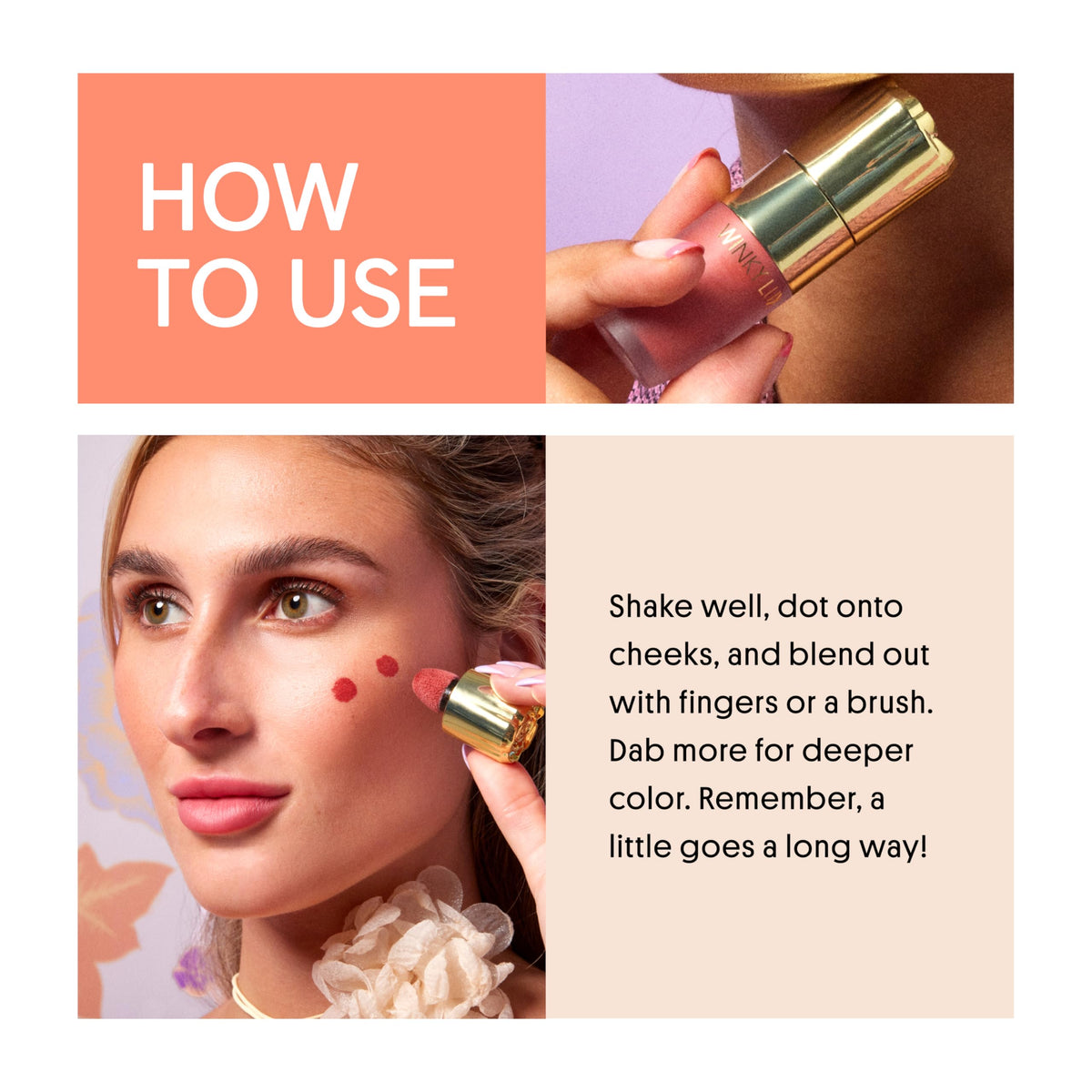 Winky Lux Cheeky Rose on model demonstrating natural flushed look and wear