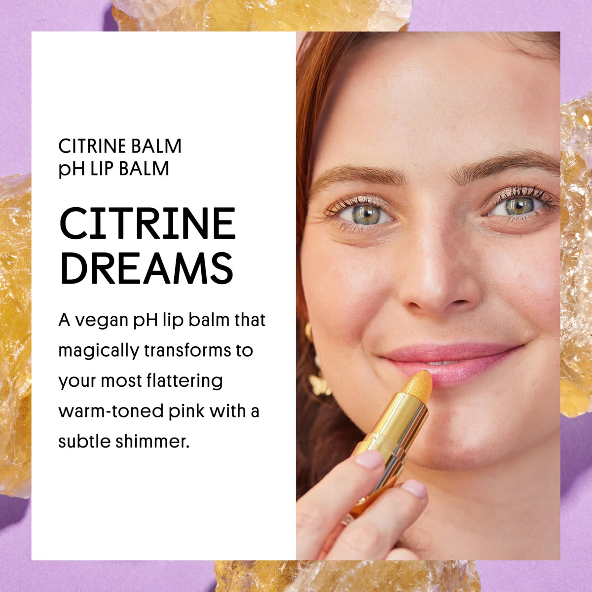 Winky Lux top view highlighting gemstone-shaped citrine balm and easy-to-apply design