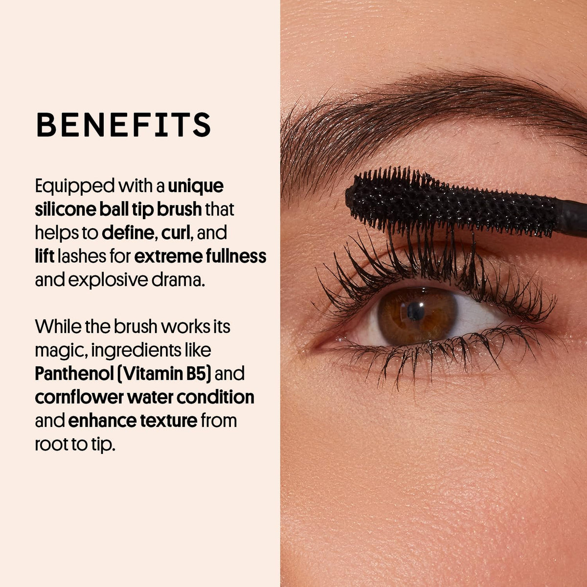Winky Lux texture swatch of matte-black formula, shows rich pigment and buildability