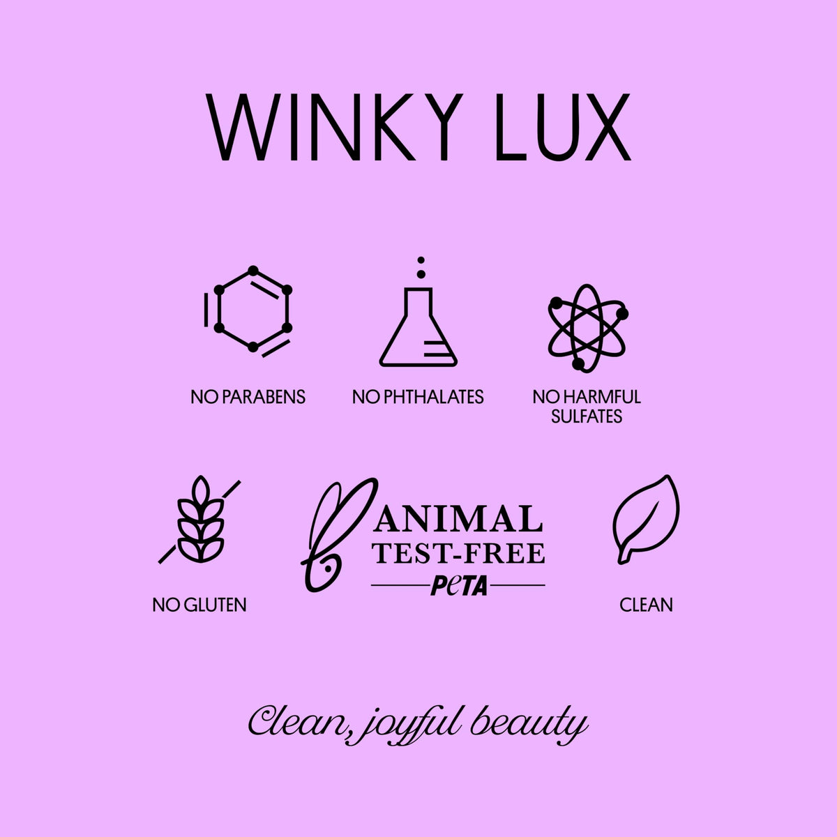 Winky Lux label and ingredients list highlighting collagen and hyaluronic acid