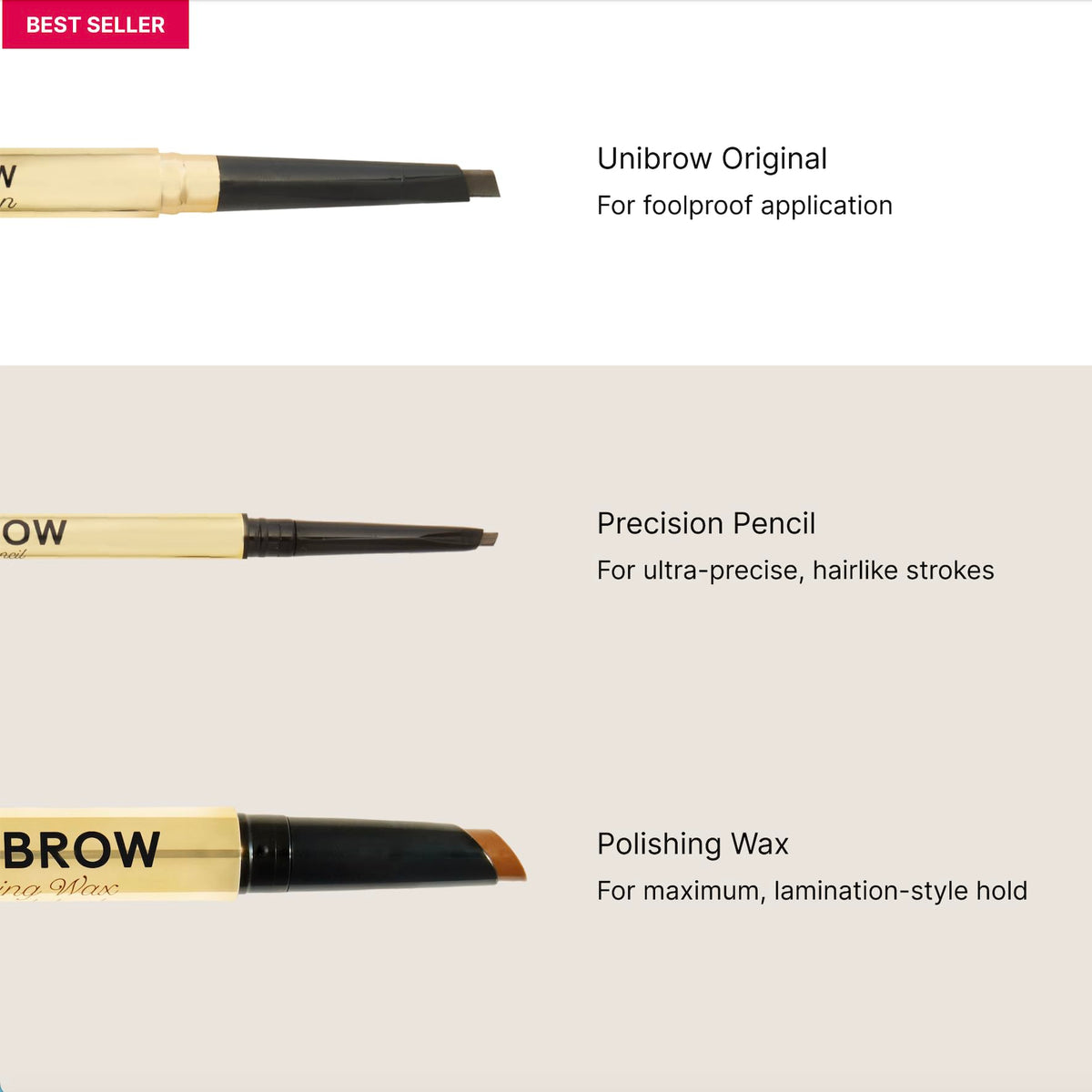 Winky Lux lifestyle shot applying pencil at mirror for fast polished brows