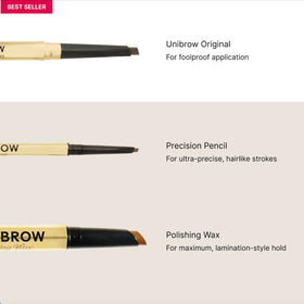 Winky Lux lifestyle shot applying pencil at mirror for fast polished brows