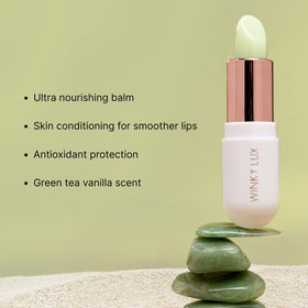 winky lux texture closeup highlighting glossy clear finish and non-greasy feel