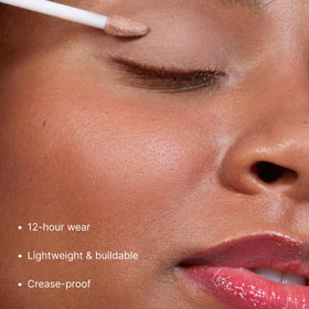 Winky Lux on-eye closeup demonstrating crease-proof, longwear color