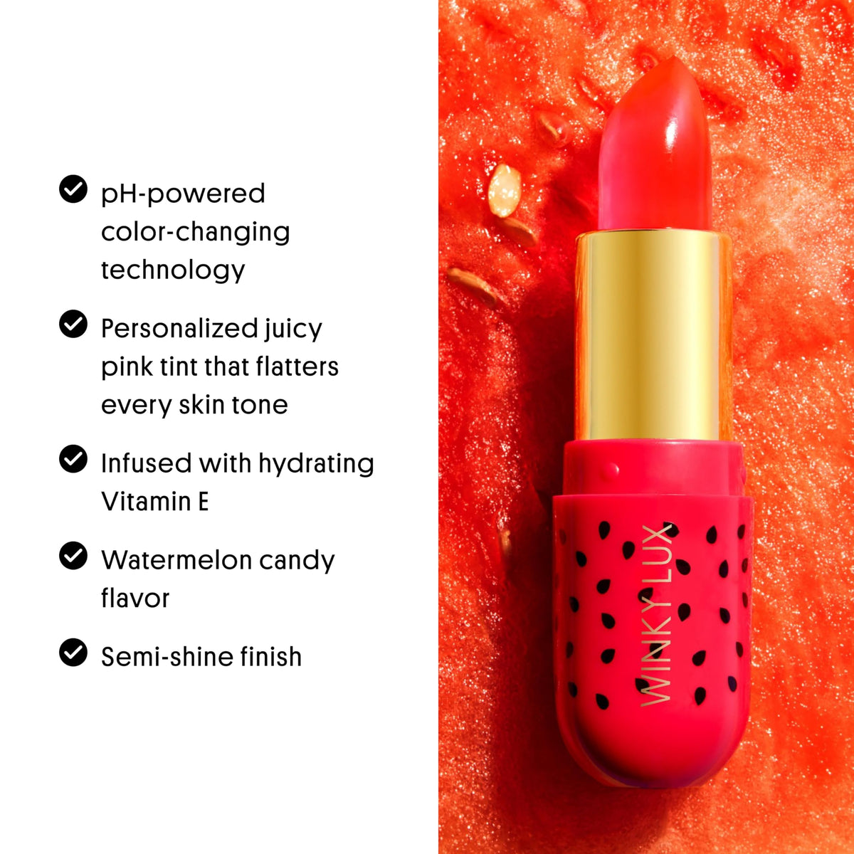 Winky Lux tube in a sunny summer setting evoking watermelon scent and mood boost